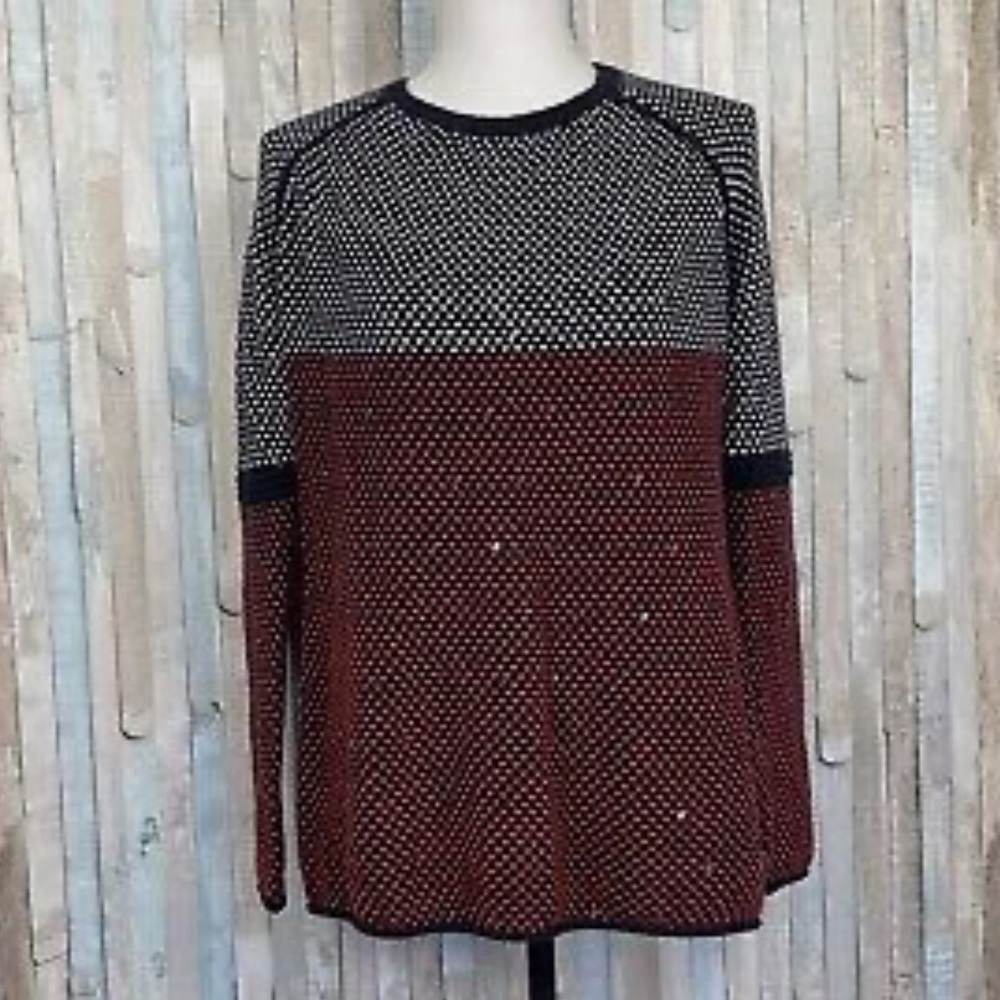 Lisa Todd Red Black & White Color Block Pullover … - image 8